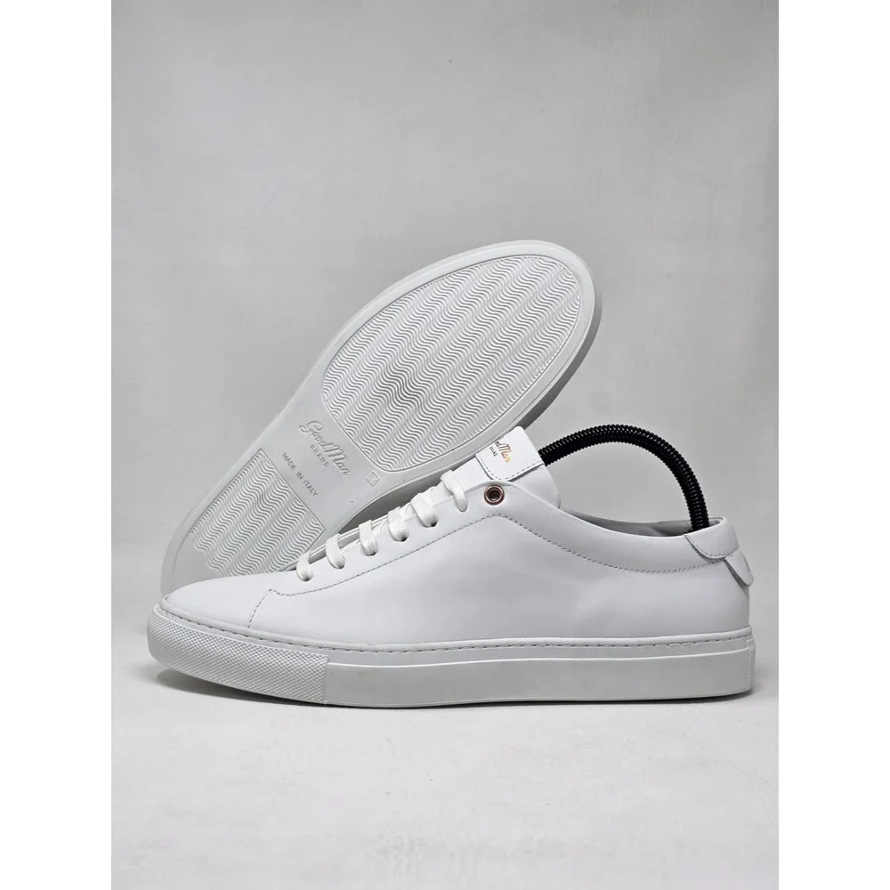 Good Man Brand Mens Size 8 Edge Low Top White Leather Sneakers Made in Italy New